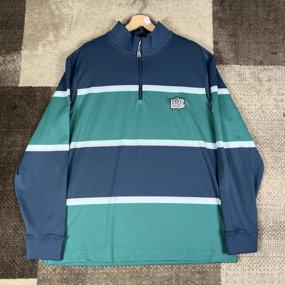 Bad Birdie Quarter‎ Zip Striped Colorblock Pastel Performance Sweater Mens XL